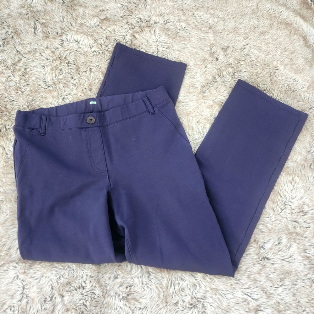 Betabrand Dress Pant Yoga Pants Navy Straight Leg Size Large Petite